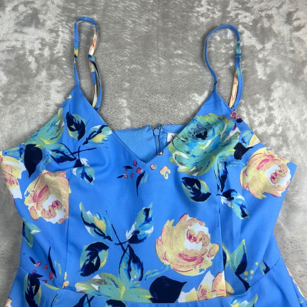 Yumi Kim Women's M Moonlight Dress Sky Blue Rose Garden Floral Midi DR-1480